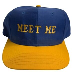 VTG Designer Award Headwear Meet Me In The Woods Snapback Hat Blue Yellow Men's